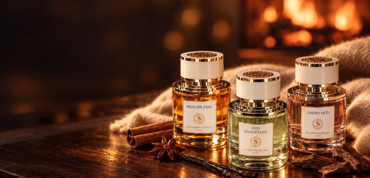 Parfums Signature Royale Skin on Fire, Oud Envoûtant et Ghost Oud au coin du feu