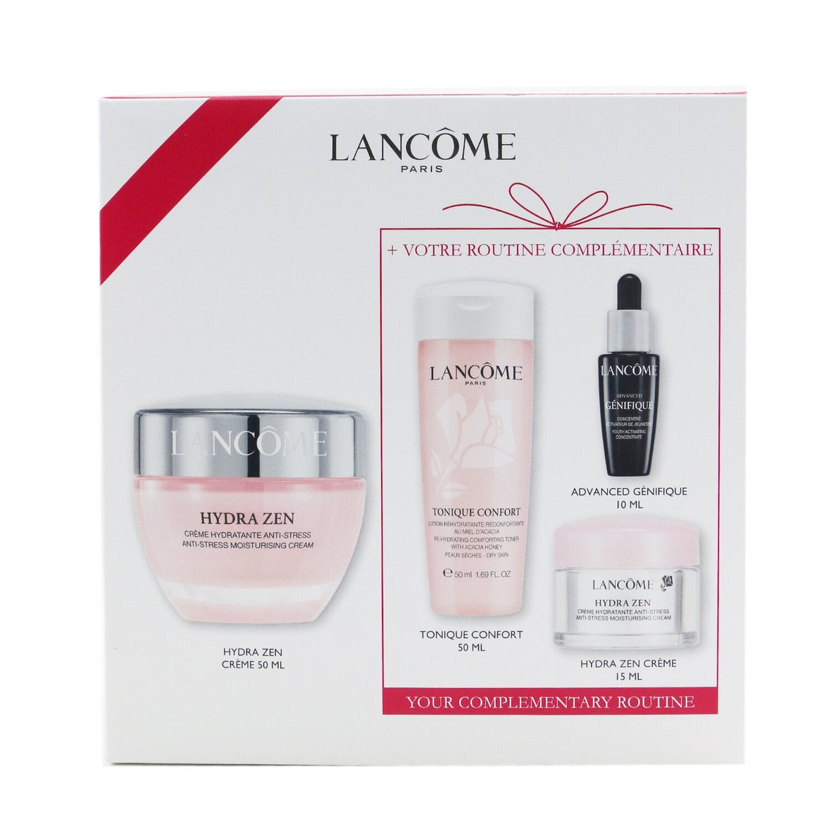 Lancôme Hydra Zen My Soothing Routine coffret crème 50 ml Tonique Confort 50 ml Advanced Génifique 10 ml et crème 15 ml