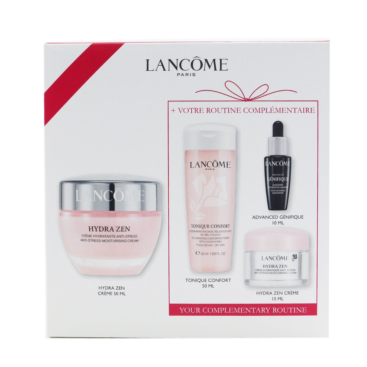 Lancôme Hydra Zen My Soothing Routine coffret crème 50 ml Tonique Confort 50 ml Advanced Génifique 10 ml et crème 15 ml