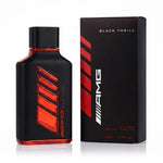 Flacon de Black Thrill Mercedes-AMG — parfum ambré cuiré